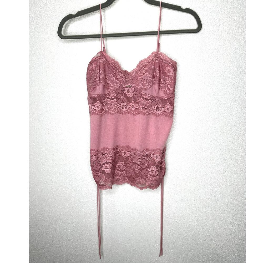 Whim Rose Pink Lace Knit Cashmere Blend Cami Top S